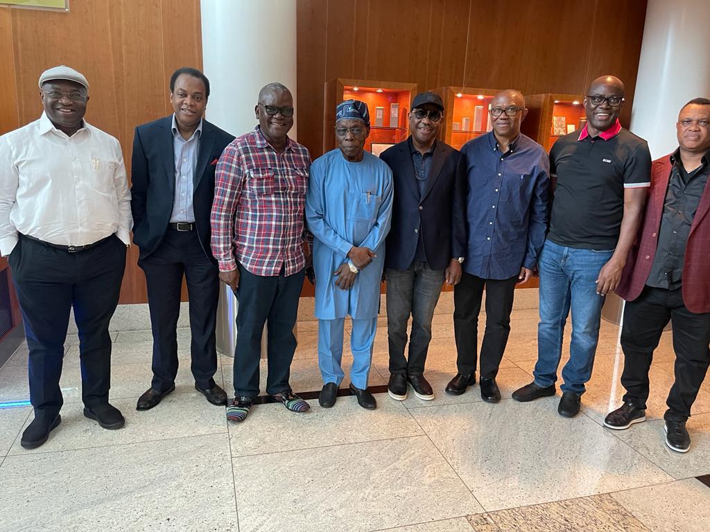 Obasanjo, Wike, Obi, others after the meeting in London