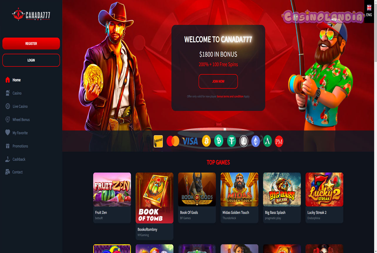 Canada Casino Desktop View