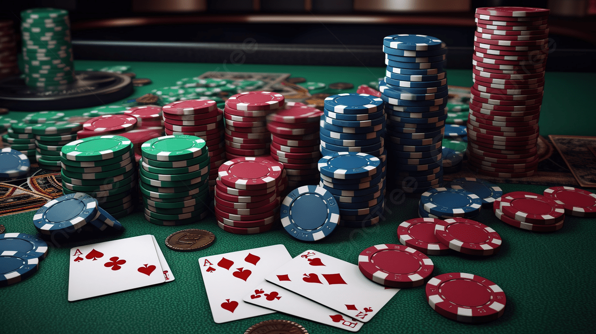 Pngtree Green Table With Poker Chips Playing Cards Red Dice And Money Picture Image 4041279